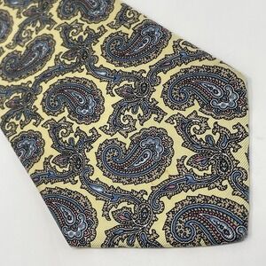The Custom Shop Tie Handmade Silk USA‎ Yellow Blue Paisley VTG 3 5/8x58" Classic